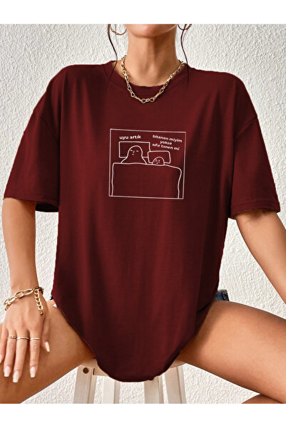 STUFF İSTANBUL Dormi acum Tricou alb cadou unisex cu citat amuzant imprimat