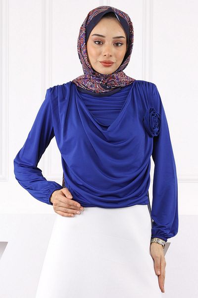 İmajButik Saks Sandy Μπλούζα με Αξεσουάρ Blue Rose