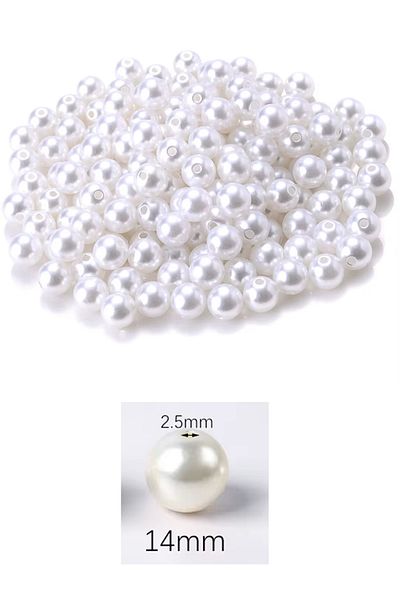 just cheap store 250grams 14mm white color plastic pearl beads for bags & jewelry making bead (~135pcs)