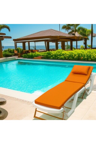 LUXURY SUN LOUNGER CUSHION WITH PADDED 5CM SPONGE ORANGE