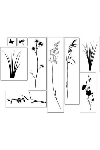 OEM Set of 9 stencils Wall painting, Meadow plaster size 528 mm thickness 0.7mm model MXSP7376