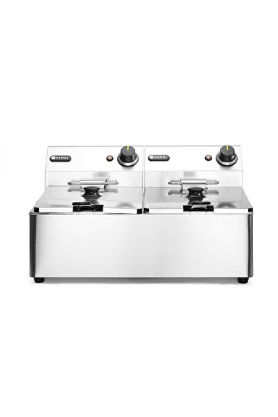 HENDI Friteuza electrica profesionala 2x6 litri 2x3300 W, termostat 0-190 gr C, corp inox, Hendi Blue Lin