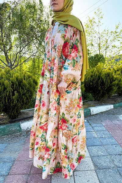 MELEK ARAZ Rochie de vară cu modele florale Rosabella – portocaliu