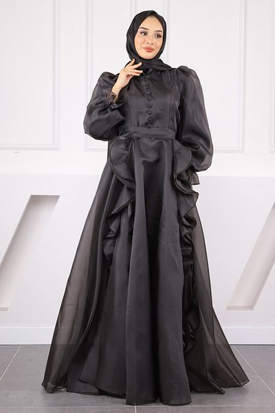 İmajButik Βραδινό φόρεμα με μαύρο μπαλόνι με οργάντζα