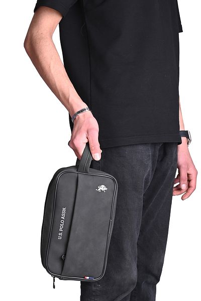 U.S. Polo Assn. U.S. Polo Assn. Pltrs25005 Anthracite Men's Hand and Shaving Bag – Water Resistant, Stylish and Practical Design