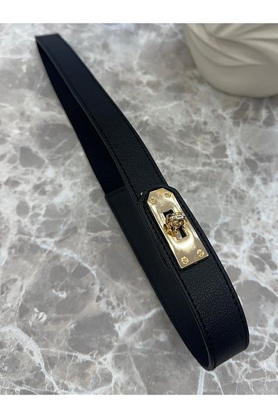 MELTEM TUĞAN Front Elastic Detailed Belt Black