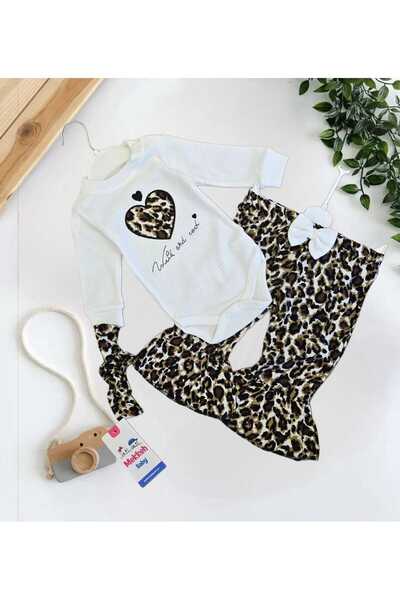 Amur Organik Kız Bebek 2li Tulum Takımı Yenidoğan kıyafet 0-3-6-9 ay 2'li Pam...