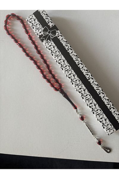DİBA AVM Fire Red Rosary Boxed Rosary Gift Tesbi̇h