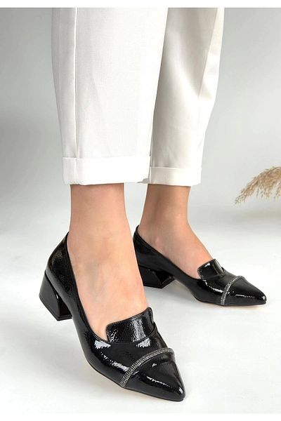 KAZAX Liina Black Patent Leather Heeled Shoes