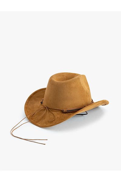Namaste Vintage Tan Color Suede Cowboy Hat with Skull Accessory Detail