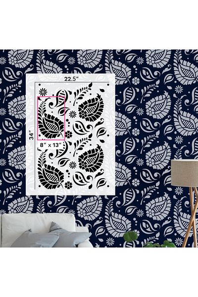OEM Sablon Perete vopsire, tencuiala 900x600x0.7mm Paisley Refolosibil, model MXSP7074