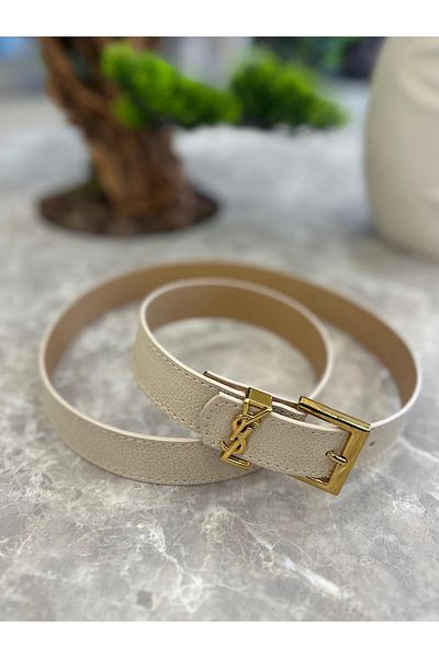 MELTEM TUĞAN Gold Written Square Belt Beige