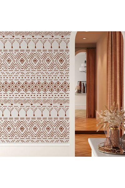 OEM Sablon 900x600x0.7mm Tribal Rug Refolosibil, model MXSP7027