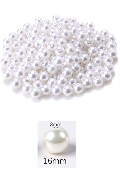 just cheap store 1,000 Grams (1 Kg.) 16mm White Color Plastic Pearl Beads Bag and Jewelry Making Bead (~340Pcs)