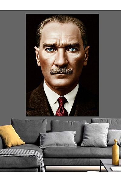 Tablomega Mustafa Kemal Atatürk Portrait Decorative Canvas - Mdf Wooden Painting