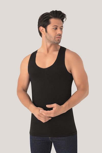Arma Yıldız Men's Invisible Undershirt Ghost Undershirt Black 100% Cotton Combed Cotton 2 Pack