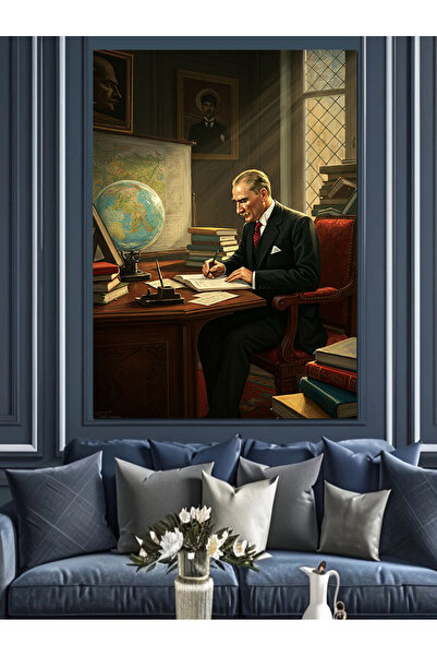 KanvasSepeti Mustafa Kemal Atatürk Pictură în ulei de studiu, texturată, de î...