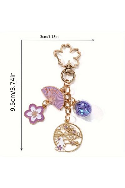 CEDAN Cherry & Heart Keychain - Cute Metal Bag Charm for Women, Perfect Birthday Gift