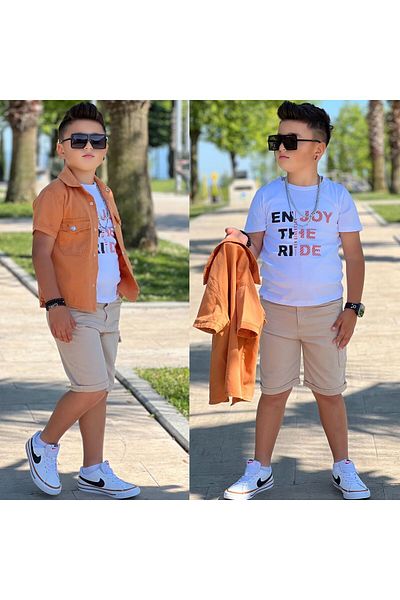Uslukids 3-Piece Set with T-Shirt, Short Sleeve Jacket and Shorts