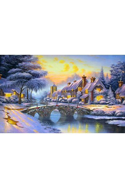 ve Tablou Canvas, Lumini de iarna, 80 x 50 cm, Rama lemn, Multicolor