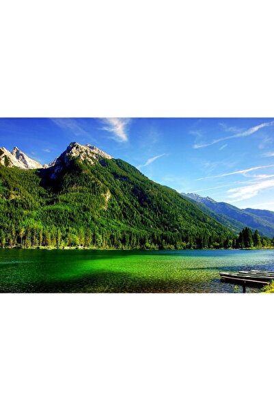 ve Tablou Canvas, Lac, Munte, Padure, 80 x 50 cm, Rama lemn, Multicolor