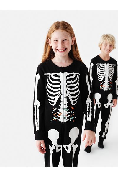 Penti Unisex Kids Skeleton Patterned Black Pajama Set