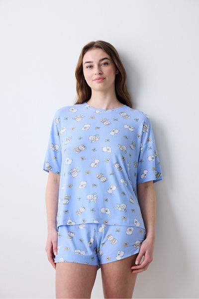 Penti Pantaloni scurți imprimați Bowtiful Pantaloni de pijama albastru deschis