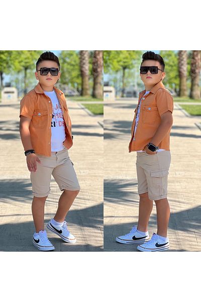 Uslukids 3-Piece Set with T-Shirt, Short Sleeve Jacket and Shorts