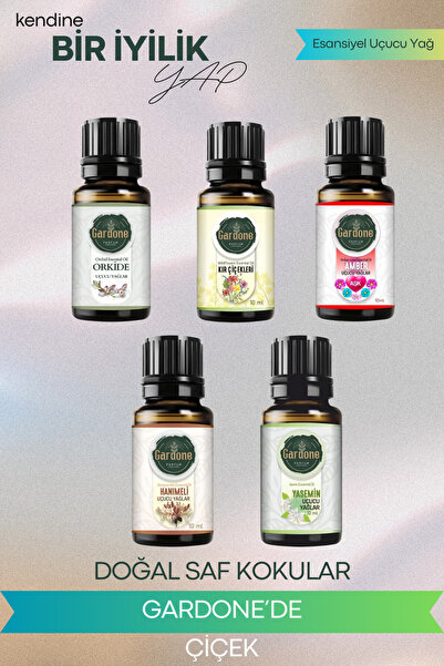 Gardone 5 li Set Esansiyel Uçucu Yağ Yasemin orkide amber hanımeli kır çiçekleri