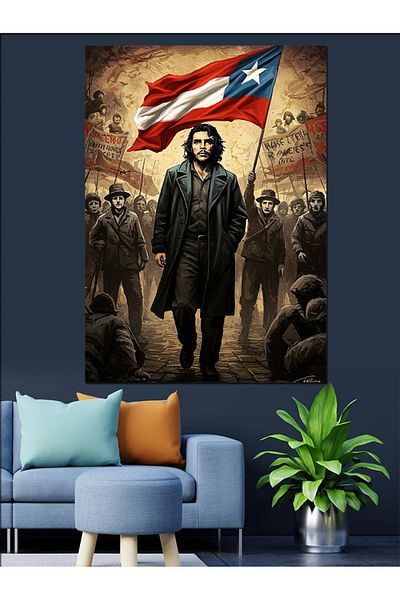 Tablomega Che Guevara Decorative Canvas - Mdf Wooden Painting