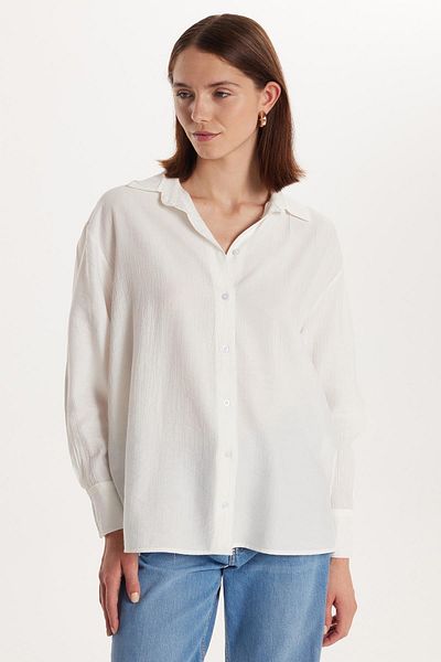Tudors Women's Regular Fit Long Sleeve Ecru Shirt with Back Tie Detail