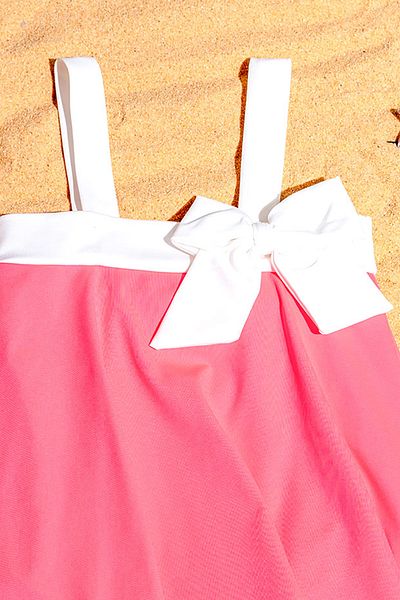 Beniizle Girl's Swimsuit with Bow Detail and Skirt