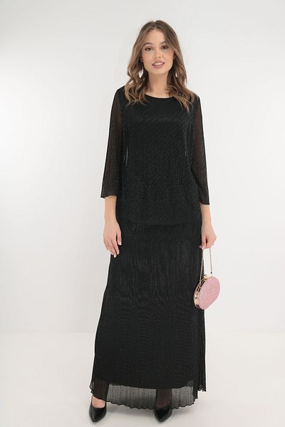 cupper Long black dress with rhinestones and glitter
