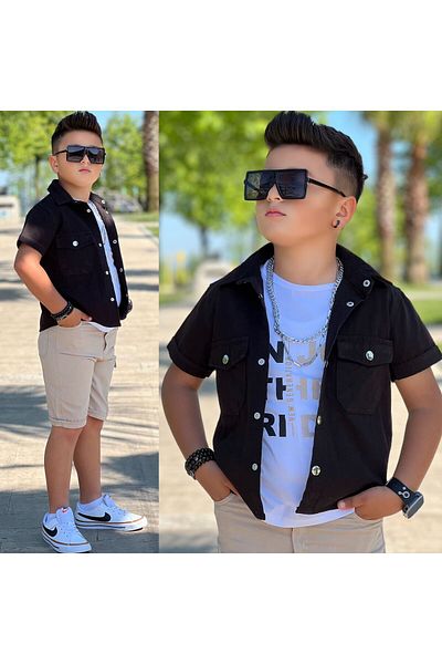 Uslukids 3-Piece Set with T-Shirt, Short Sleeve Jacket and Shorts
