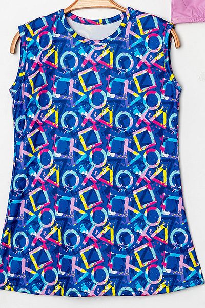 Beniizle Tie Dye Patterned Boned Girls' Triple Swimsuit Sleeveless Set