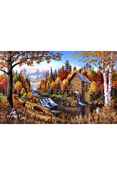 ve Tablou Canvas, Peisaj, Toamna, Casuta 80 x 50 cm, Multicolor