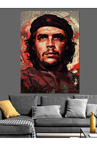 ekart Devrim Ateşi Portresi Che Guevara Dekoratif Kanvas - Mdf Ahşap Tablo