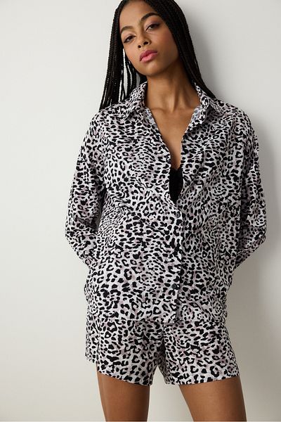 Penti Leoparden-Shirt-Hosen-Pyjama-Set mit mehrfarbigen Shorts