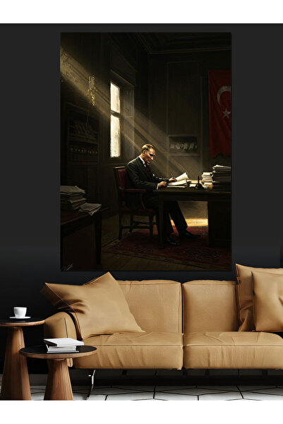 ekart Mustafa Kemal Atatürk Study Room Decorative Canvas - Mdf Wooden Painting