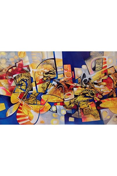 ve Tablou Canvas, Abstract 34, 80 x 50 cm, Rama lemn, Multicolor