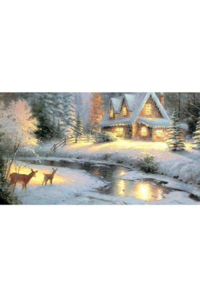 ve Tablou Canvas, Peisaj, cabana ideala 17, zapada, lac, padure, 80 x 50 cm, ...