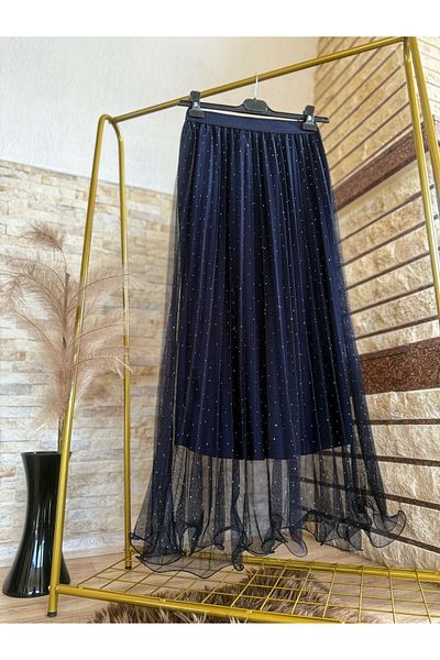Nisa Luxury Boutique Elastic Waist Tulle Stylish Stone Spreading Skirt