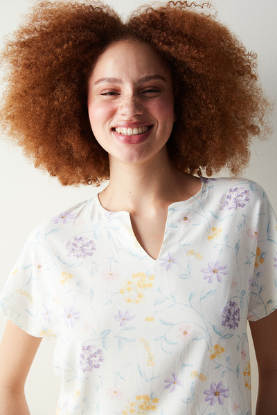 Penti Spring Dream Beyaz T-Shirt Pijama Üstü