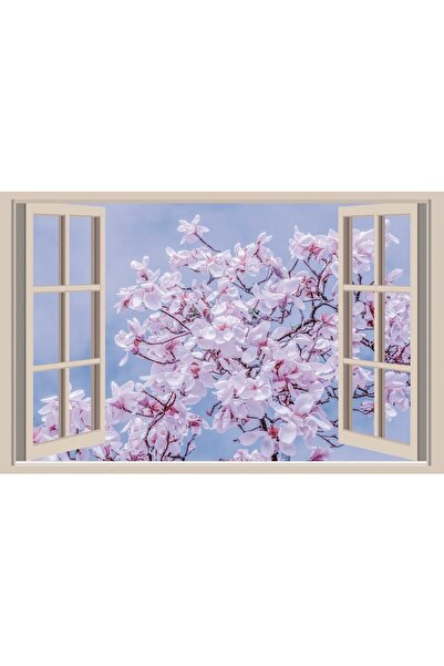 ve Tablou Canvas,Magnolie la fereastra, 80 x 50 cm, Rama lemn, Multicolor