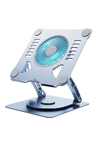 Koopsio Stand pentru laptop si tableta rotativ 360° grade, aluminiu, 1 cooler integrat