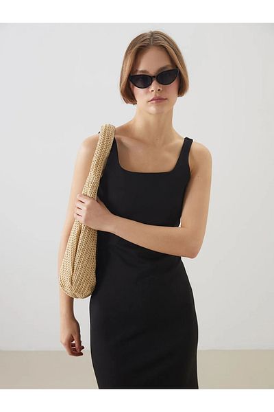 LC Waikiki Rochie neagră XSIDE cu decolteu în U