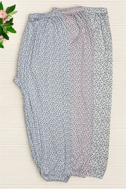 Pi Giyim 3 قطع بيجامة نسائية طويلة مرنة منقوشة للصيف