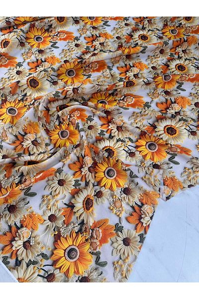 ipekkumaş Rochie din țesătură creponată cu model de flori de floarea lunii Fusta Cămașă Pantaloni largi PRODUSUL NOU ESTE LIVRAT 1BUC 1 METR