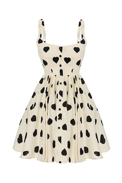SEVİLEN Heart Patterned Strappy Summer Dress