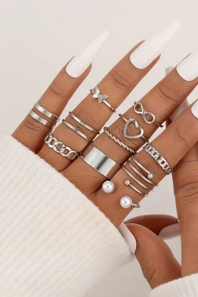 Perry Accesories 11 adet ayarlanabilir eklem yüzük seti kombin kadın yüzük se...